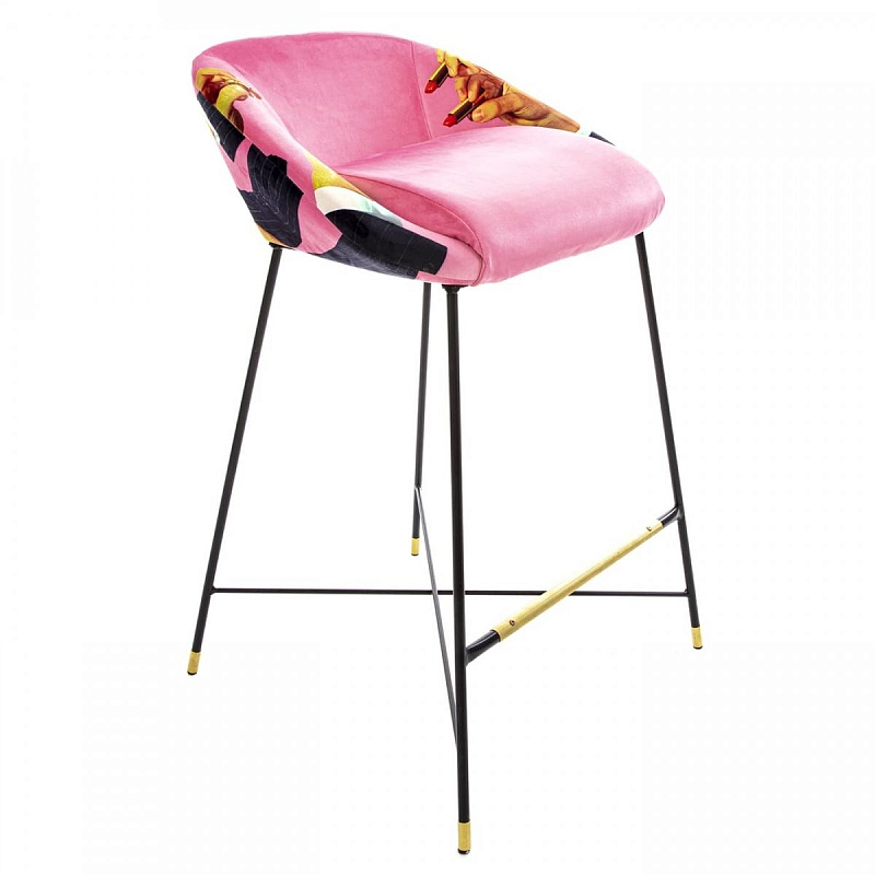 Барный стул Seletti High Stool Pink Lipsticks Черный Розовый (Rose) Барный стул Seletti High Stool Pink Lipsticks Черный Розовый (Rose) в Воронеже | Loft Concept