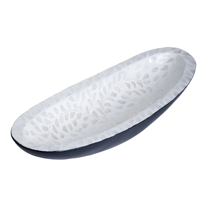 Блюдо декоративное Esmee White Big Белый Синий Блюдо декоративное Esmee White Big Белый Синий в Воронеже | Loft Concept
