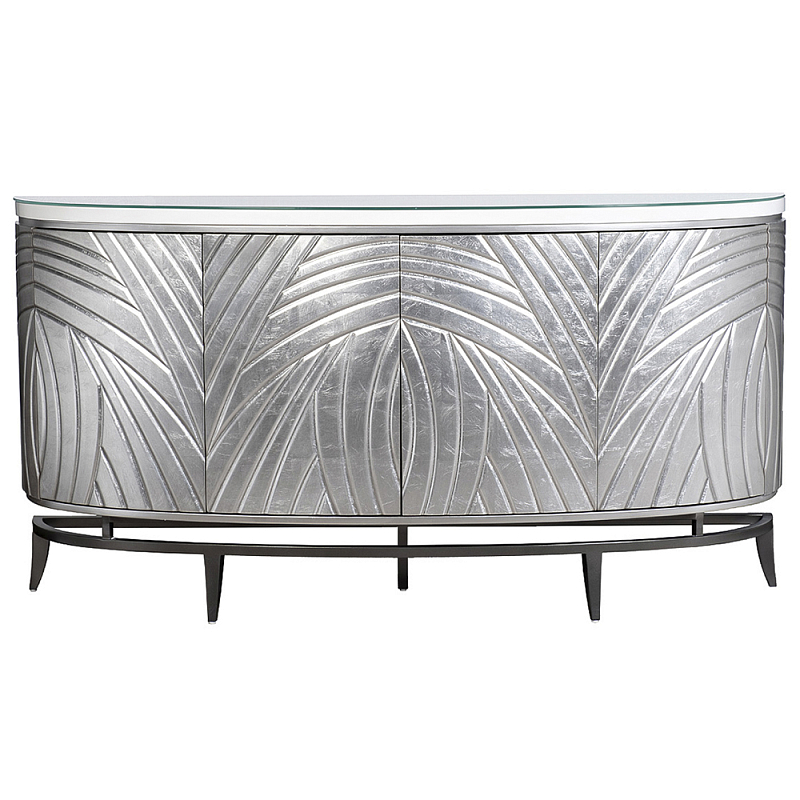 Комод фактурный серебристый с дверцами Silver Chest of Drawers Серебряный в Воронеже | Loft Concept 