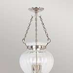 Подвесной светильник цвета никель с прозрачным ребристым стеклянным плафоном в классическом стиле Elstead Lighting варинант исполнения - 3 | Loft Concept в Воронеже
