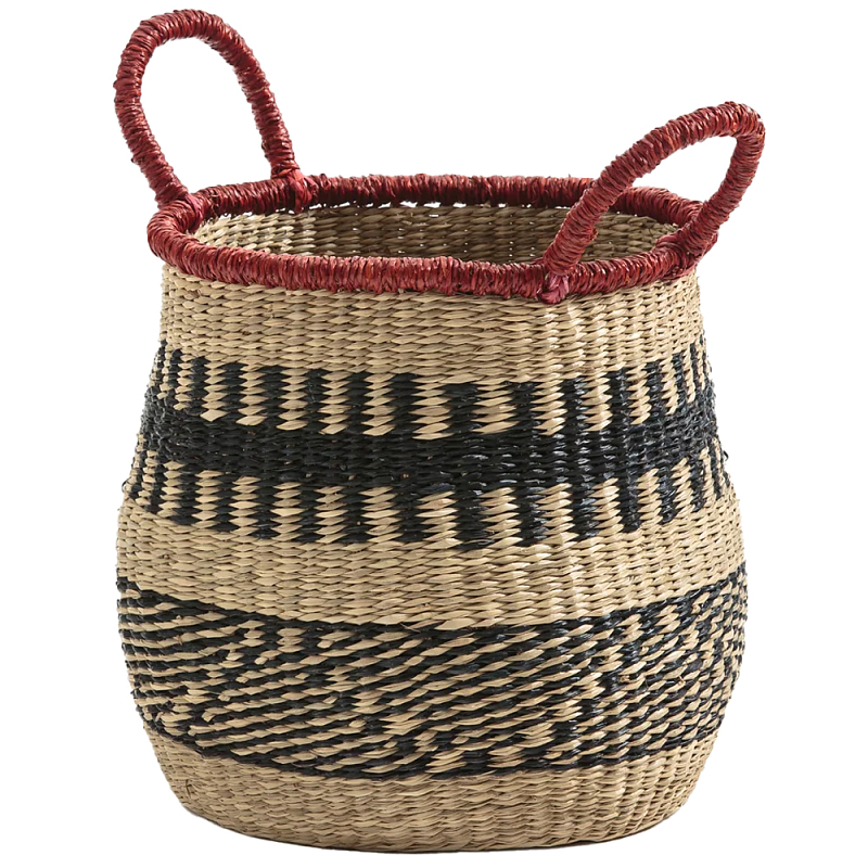Круглая плетеная корзина Oyana Wicker Basket Красный Бежевый Черный Круглая плетеная корзина Oyana Wicker Basket Красный Бежевый Черный в Воронеже | Loft Concept