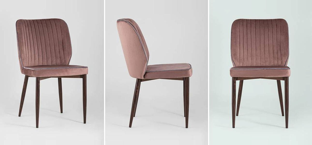 Стул Lawrence Chair Розовый велюр Серый кант Стул Lawrence Chair Розовый велюр Серый кант - Loft-Concept в Воронеже