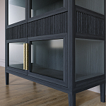 Витрина Primo со стеклянными фасадами и 2 ящиками Черный дуб варинант исполнения - 4 | Loft Concept в Воронеже