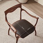 Стул деревянный с мягким сиденьем из коричневой натуральной кожи Moon Walnut Furniture варинант исполнения - 10 | Loft Concept в Воронеже