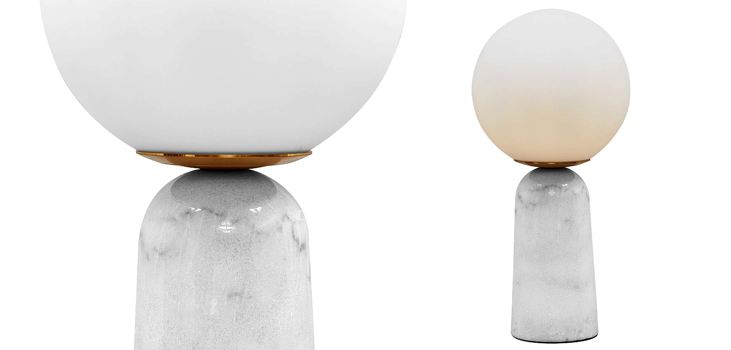 Настольная лампа Круглый стеклянный плафон на подставке из мрамора Brigitte Table Lamp Настольная лампа Круглый стеклянный плафон на подставке из мрамора Brigitte Table Lamp - Loft-Concept в Воронеже