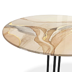 Стол журнальный круглый с бежевой столешницей из стекла Beige Marble варинант исполнения - 3 | Loft Concept в Воронеже