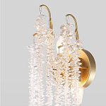 Бра с хрустальными прозрачными подвесками и круглым основанием золотого цвета FAIRYTREE Light варинант исполнения - 3 | Loft Concept в Воронеже