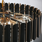 Люстра из черного металла с многоярусными подвесками из прозрачного хрусталя на золотой цепи Empire Black Chandelier Crystal варинант исполнения - 11 | Loft Concept в Воронеже