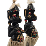 Комплект из 2-х деревянных статуэток Asmat Straw Headdress Statuettes Multicolor варинант исполнения - 5 | Loft Concept в Воронеже