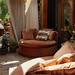 Кушетка круглая с обивкой из велюра коричневая Milky Brown Chair варинант исполнения - 8 | Loft Concept в Воронеже