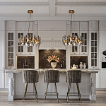 Люстра подвесная круглая с овальными подвесками из стекла дымчатого цвета Harlow Crystal Round варинант исполнения - 6 | Loft Concept в Воронеже