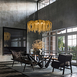 Люстра круглая подвесная с металлическими дугами и длинными цепочками 80 см Atlantis Chain варинант исполнения - 17 | Loft Concept в Воронеже