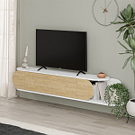 ТВ-тумба подвесная белая с полкой и откидной дверцей цвета древесины TONE TV STAND WHITE варинант исполнения - 2 | Loft Concept в Воронеже