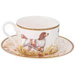 Чайная пара из фарфора с изображением собаки и зайцев 300 мл Hunting Porcelain Collection 2 варинант исполнения - 1 | Loft Concept в Воронеже