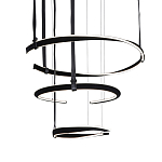 Люстра подвесная с 3-мя кольцами из кожаных ремней черного цвета Half Ring Horizontal  варинант исполнения - 1 | Loft Concept в Воронеже