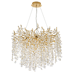 Люстра с хрустальными подвесками на металлических ветках Fairytree Light Gold Chandelier 14 варинант исполнения - 2 | Loft Concept в Воронеже