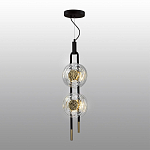 Подвесной светильник с 2-мя прозрачными стеклянными плафонами и золотистыми центральными вставками Virelia  варинант исполнения - 4 | Loft Concept в Воронеже