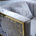 Кресло велюровое серое с фактурным каркасом золотистого цвета Best Traits варинант исполнения - 3 | Loft Concept в Воронеже