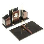 Настольный письменный набор из лемезита и змеевика с часами Royal Accessory варинант исполнения - 2 | Loft Concept в Воронеже