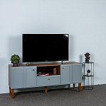 ТВ-тумба серая из массива бука с 2-мя дверками и ящиком Wenge Light варинант исполнения - 7 | Loft Concept в Воронеже