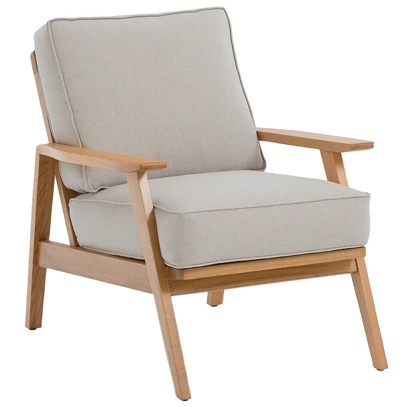 Кресло с каркасом из массива дуба Deniaud Oak Beige Armchair Бежевый Древесина Кресло с каркасом из массива дуба Deniaud Oak Beige Armchair Бежевый Древесина в Воронеже | Loft Concept
