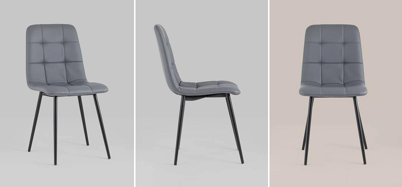 Стул NANCY S Chair Серая Экокожа Стул NANCY S Chair Серая Экокожа - Loft-Concept в Воронеже