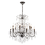 Люстра с хрустальными подвесками и металлическим основанием Диаметр 80 см Rococo Iron & Crystal Chandelier варинант исполнения - 2 | Loft Concept в Воронеже