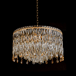 Люстра круглая с хрустальными подвесками на золотистом каркасе Roul Crystal Light варинант исполнения - 4 | Loft Concept в Воронеже