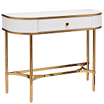 Консоль с ящиком белая с золотом Textured White Console with Gold варинант исполнения - 1 | Loft Concept в Воронеже