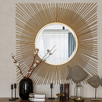 Зеркало-солнце круглое с золотыми лучам Sunrise варинант исполнения - 2 | Loft Concept в Воронеже
