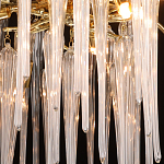 Люстра золотого цвета с декоративными ветками и длинными прозрачными стеклянными подвесами в форме сосулек Droplet Chandelier варинант исполнения - 5 | Loft Concept в Воронеже