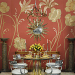 Обои с вышивкой ручной работы Deco Flowers Original colourway on wool sateen варинант исполнения - 1 | Loft Concept в Воронеже