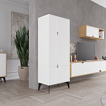 Комод белый с 4-мя дверцами на металлических ножках SPARK MULTIPURPOSE CABINET WHITE варинант исполнения - 4 | Loft Concept в Воронеже