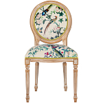 Стул из массива бука бежевый с изображением птиц и цветов Beige Green Chinoiserie Rose Garden Chair варинант исполнения - 1 | Loft Concept в Воронеже
