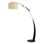 Торшер с изогнутой черной металлической ножкой и цилиндрическим абажуром из ткани Arched Metal Base  варинант исполнения - 1 | Loft Concept в Воронеже