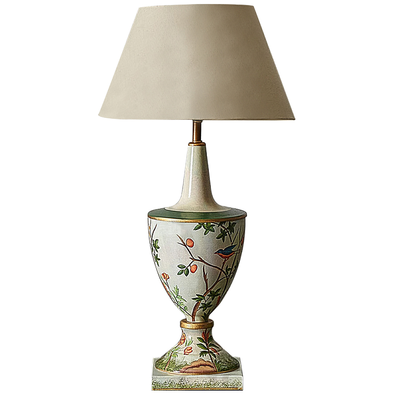Настольная лампа Шинуазри с абажуром Blooming Garden Chinoiserie Table Lamp Мульти Бежевый в Воронеже | Loft Concept 