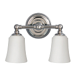 Бра для ванных комнат с 2-мя белыми плафонами в форме колокола на круглом основании цвета хром Feiss варинант исполнения - 1 | Loft Concept в Воронеже