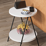 Стол приставной с 2-мя круглыми белыми столешницами ESSEL SIDE TABLE WHITE варинант исполнения - 9 | Loft Concept в Воронеже