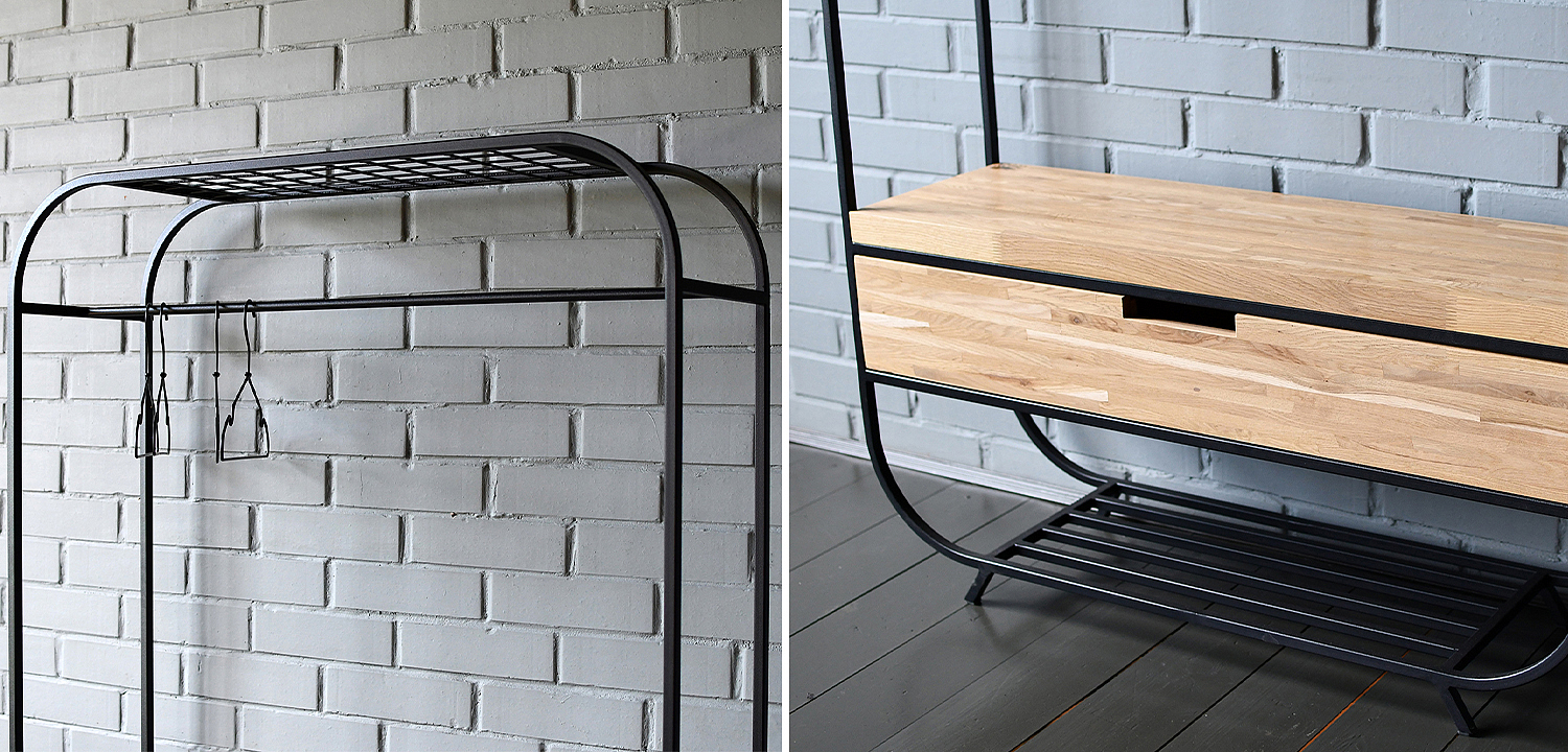 Рейл с выдвижным ящиком Ewing Industrial Metal Rust Clothes Rail Рейл с выдвижным ящиком Ewing Industrial Metal Rust Clothes Rail - Loft-Concept в Воронеже