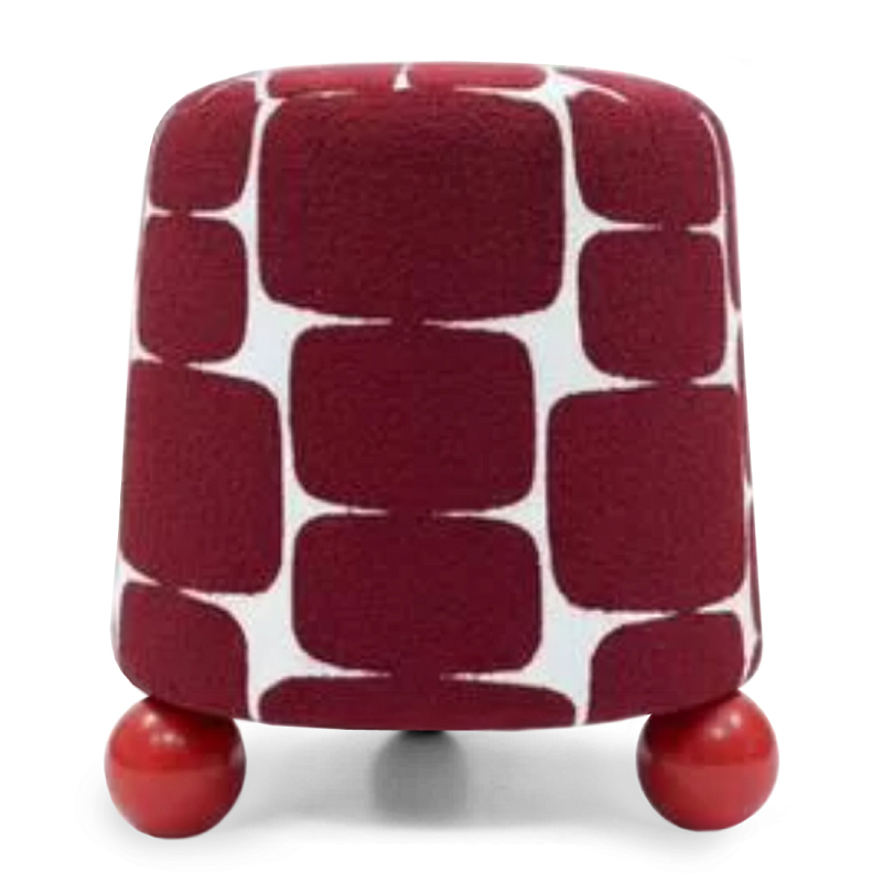 Пуф Wakonda с Красным онаментом и круглыми ножками Белый Красный в Воронеже | Loft Concept 
