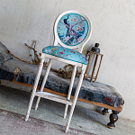 Барный стул из массива бука с изображением птиц и цветов Turquoise Beige Chinoiserie Garden Chair варинант исполнения - 8 | Loft Concept в Воронеже