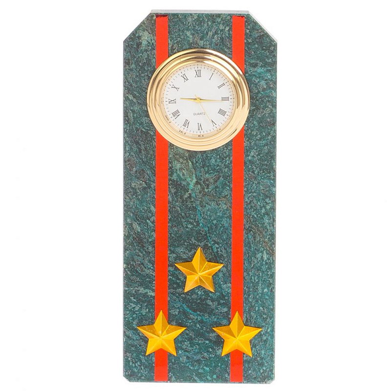 Часы погон ВС подарочные настольные из натурального камня Змеевик Military Clock Зеленый Красный Золотой Часы погон ВС подарочные настольные из натурального камня Змеевик Military Clock Зеленый Красный Золотой в Воронеже | Loft Concept
