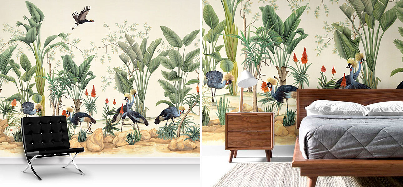 Обои ручная роспись African Cranes Обои ручная роспись African Cranes - Loft-Concept в Воронеже
