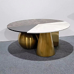 Дизайнерский журнальный стол с круглой столешницей на 3-х геометрических ножках Lehumod варинант исполнения - 1 | Loft Concept в Воронеже