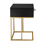 Приставной столик с резным узором на выдвижном ящике Black Table Carved Pattern варинант исполнения - 5 | Loft Concept в Воронеже