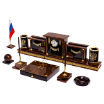 Настольный письменный набор с часами из природного камня обсидиана Royal Set варинант исполнения - 2 | Loft Concept в Воронеже