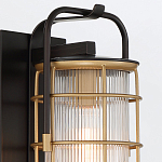 Настенный фонарь цилиндрической формы с рифленым стеклом в золотом каркасе на черном прямоугольном основании Eurofase варинант исполнения - 16 | Loft Concept в Воронеже