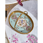 Блюдо овальное с ручкой и голубым фарфоровым дном с цветочным рисунком Blue Garden варинант исполнения - 2 | Loft Concept в Воронеже