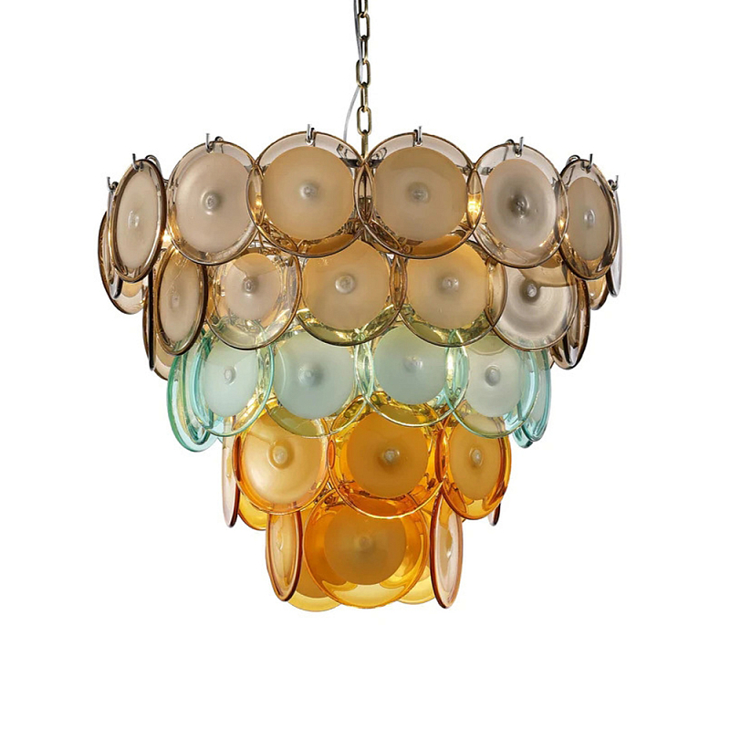 Люстра конусовидная с каскадом из разноцветных круглых подвесов Key Lustar Дымчатый (Smoke) Зеленый Янтарный в Воронеже | Loft Concept 