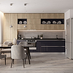 Прямая кухня с фасадом под дерево Maurice Kitchen Set варинант исполнения - 1 | Loft Concept в Воронеже